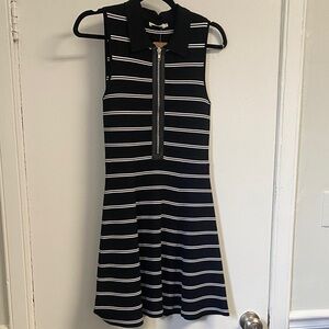 A.L.C. Black and White Striped Midi Dress